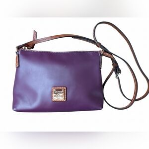 Dooney & Bourke Deep Purple and Brown Leather Crossbody - VGUC!